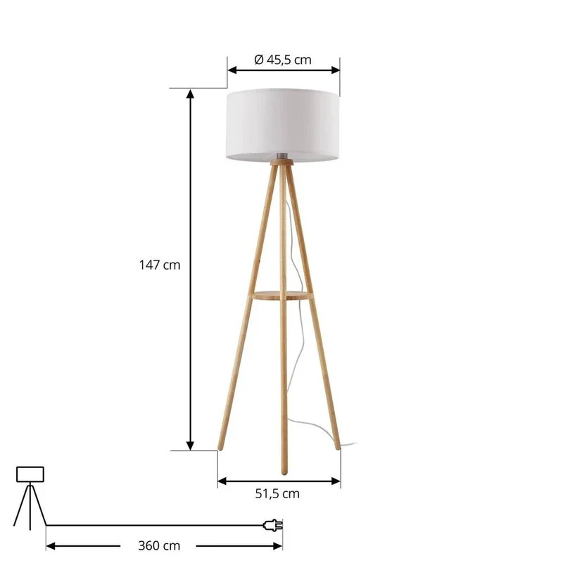 B-Ware Lindby Stehleuchte Adamio LED Stehlampe Lampe Leuchte weiß Holz Ø45,5cm 147cm