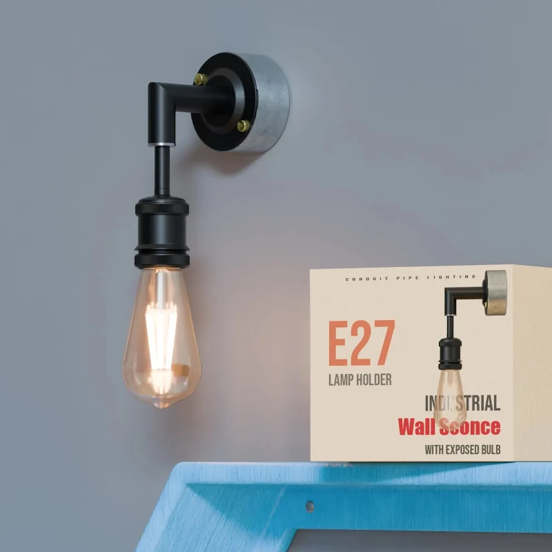 Industrial Wandlampe E27 Vintage Rohr-Design Leerrohr ~3328