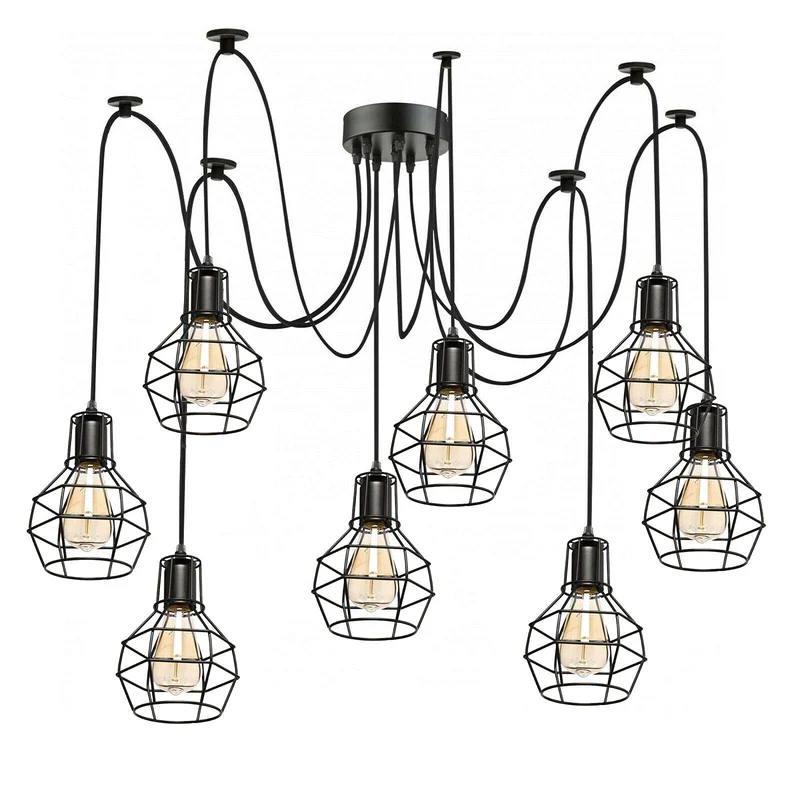 E27 LEDsone 5,8-flammige Pendelleuchte 2M im Industriesti ~3291