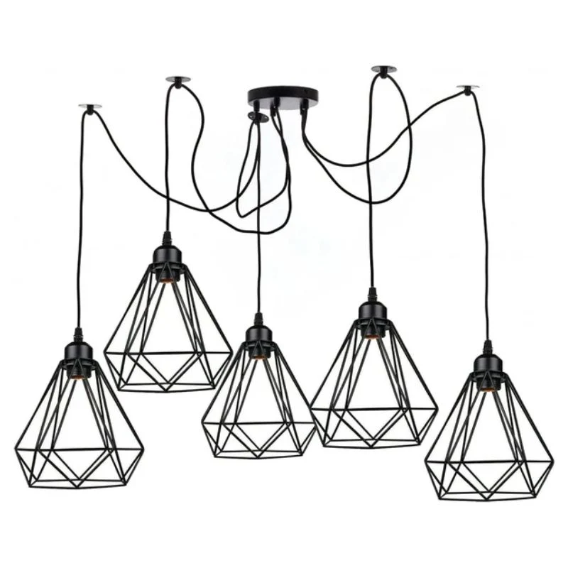 E27 LEDsone 5,8-flammige Pendelleuchte 2M im Industriesti ~3291