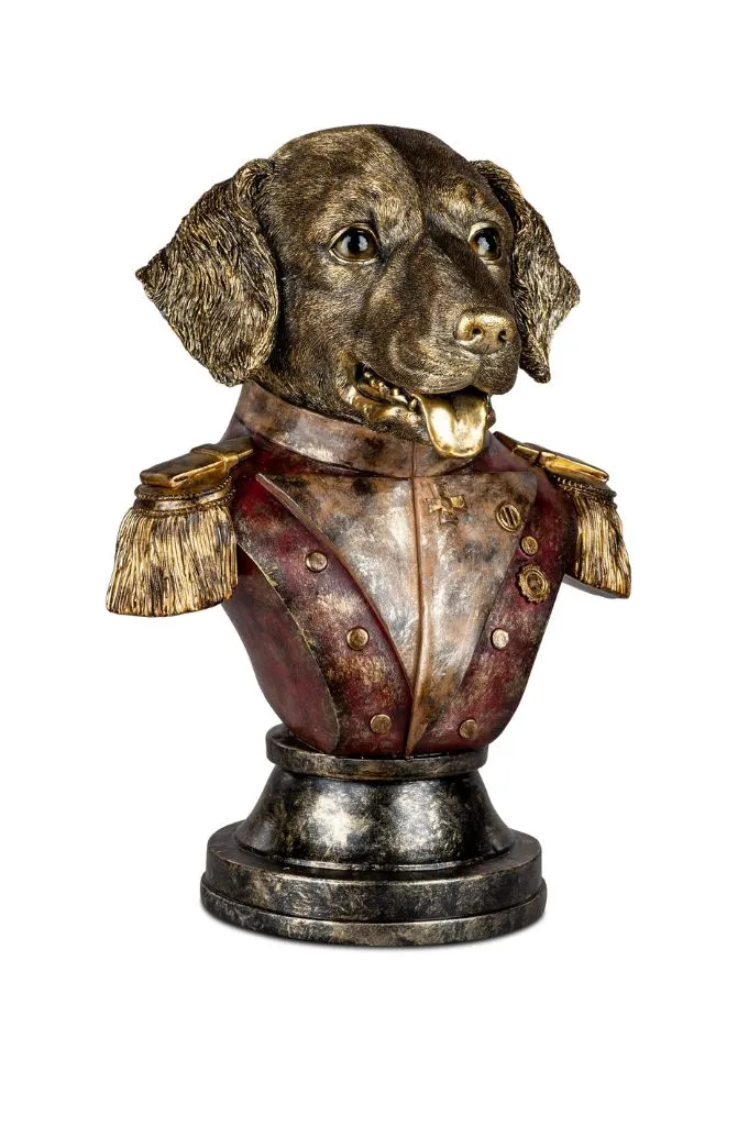 Deko Büste Hund 35cm klassik handbemalt