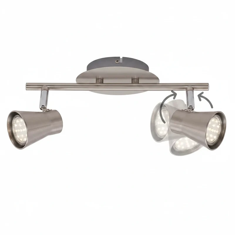 LED Deckenstrahler FOUR 2-flammig nickel-matt – schwenkbar, inkl. GU10 LED 230V, 30 cm