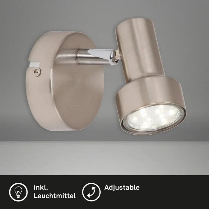 Briloner SUB LED Wandleuchte 1-flammig – schwenk- & drehbar, GU10, matt-nickel, warmweiß