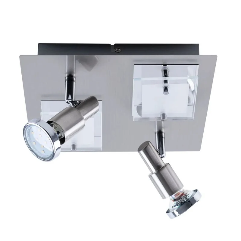 LED Deckenleuchte flach eckig COMBINATA 4flg nickel matt