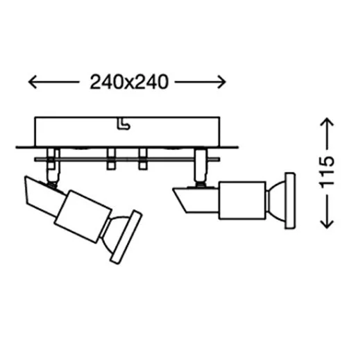 LED Deckenleuchte flach eckig COMBINATA 4flg nickel matt