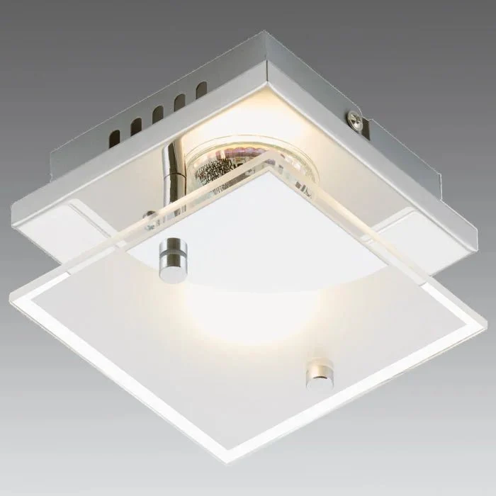 Kleine LED Wandlampe Deckenlampe aus Glas 12x12cm