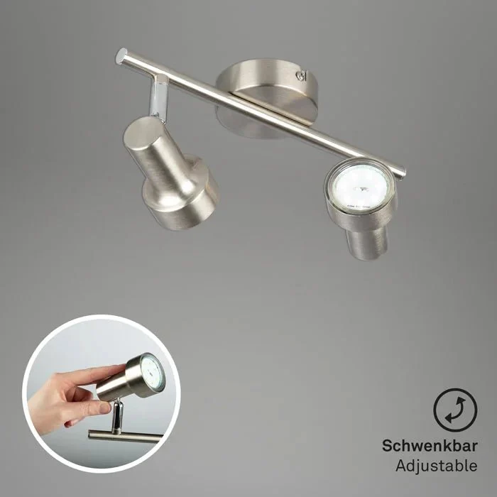 Briloner SUB LED-Deckenstrahler 2-flammig – GU10, schwenkbar, Matt-Nickel