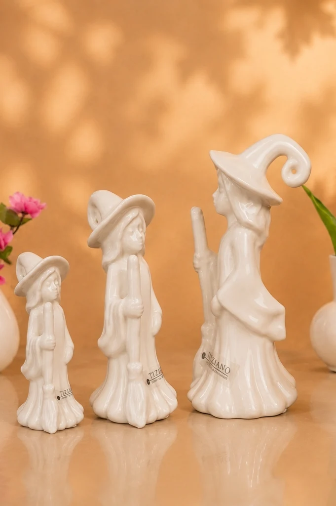2er Set Hexe Franca 13+21 cm mit Fledermäusen