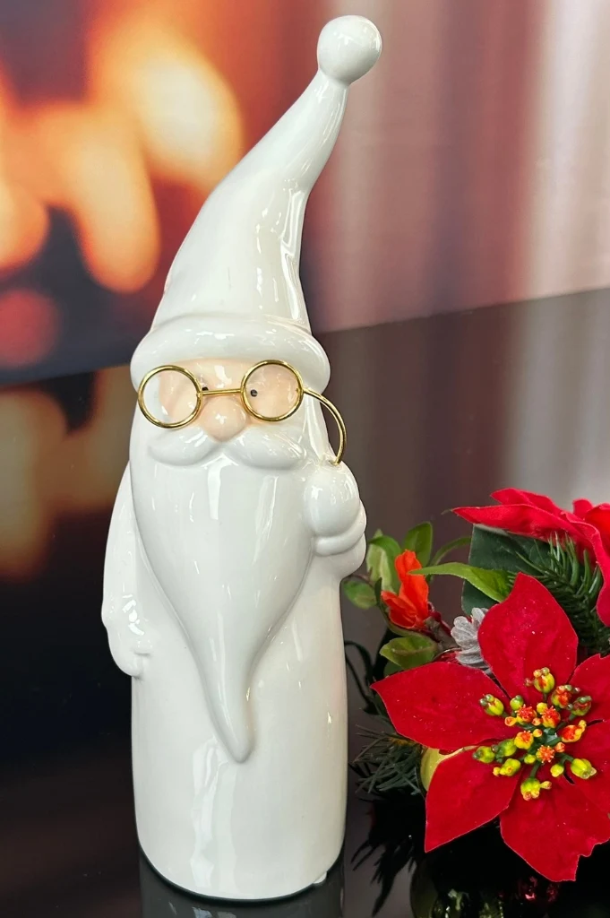 Deko Santa Sergio mit Brille creme-weiß