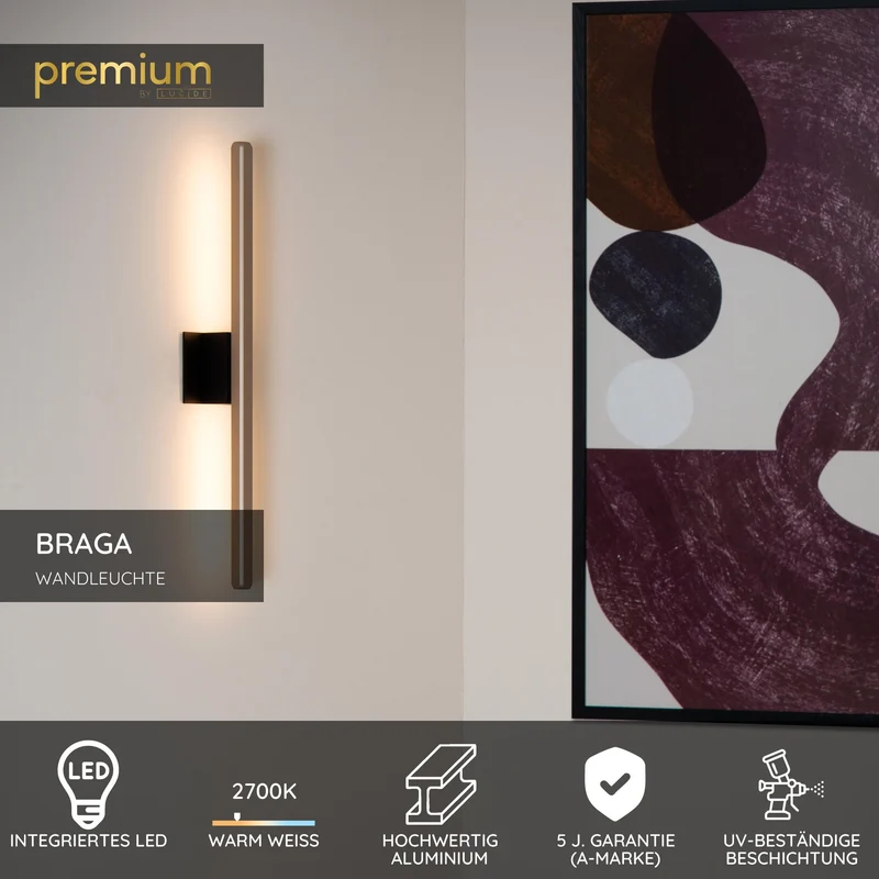 LED-Wandleuchte Braga IP54 Warmweiß Kaffee