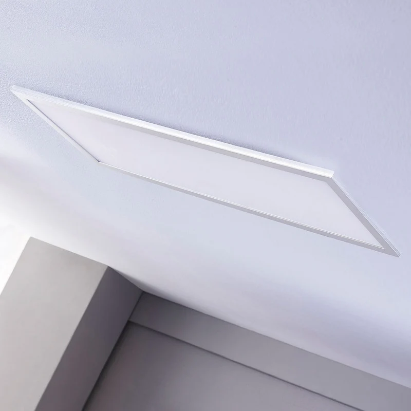 B-Ware LED Panel Deckenleuchte Lichtspender Lindby Livel CCT Fernbedienung Silber Alu 1