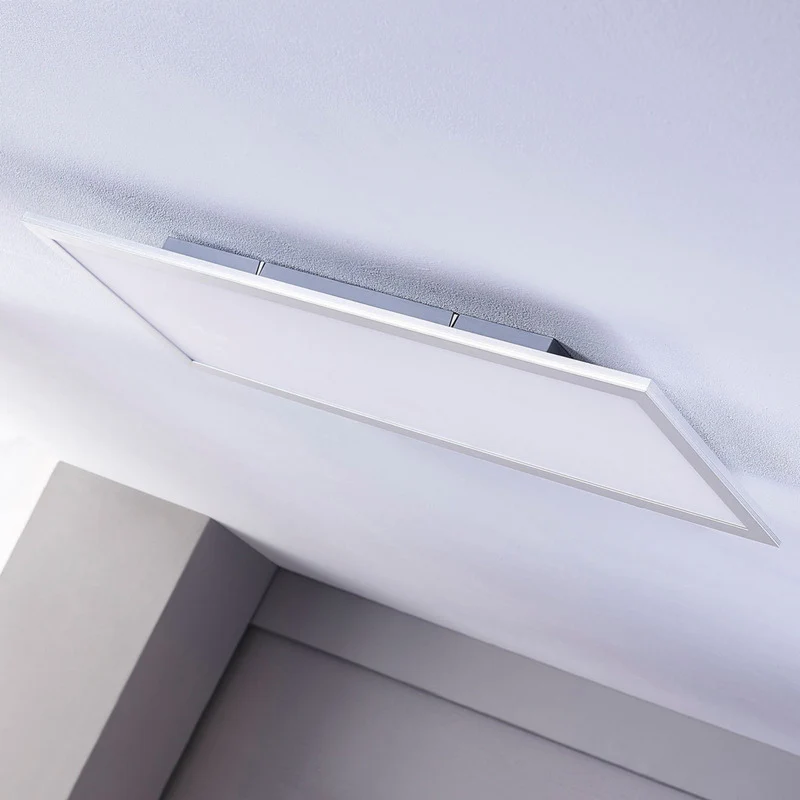 B-Ware LED Panel Deckenleuchte Lichtspender Lindby Livel CCT Fernbedienung Silber Alu 1