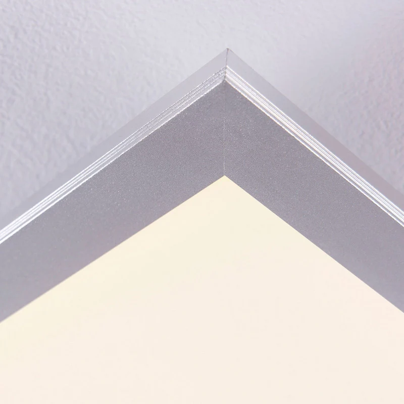 B-Ware LED Panel Deckenleuchte Lichtspender Lindby Livel CCT Fernbedienung Silber Alu 1