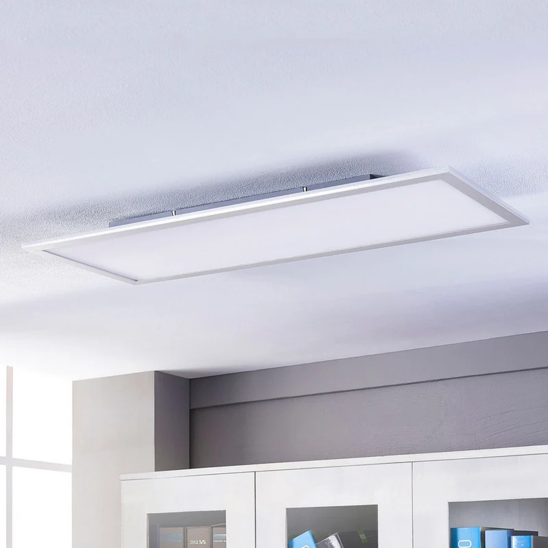 B-Ware LED Panel Deckenleuchte Lichtspender Lindby Livel CCT Fernbedienung Silber Alu 1
