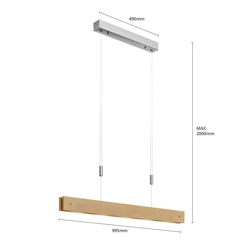 B-Ware Lucande Pendelleuchte Hängelampe LED Holz natur Dimmer höhenverstellbar warmw250