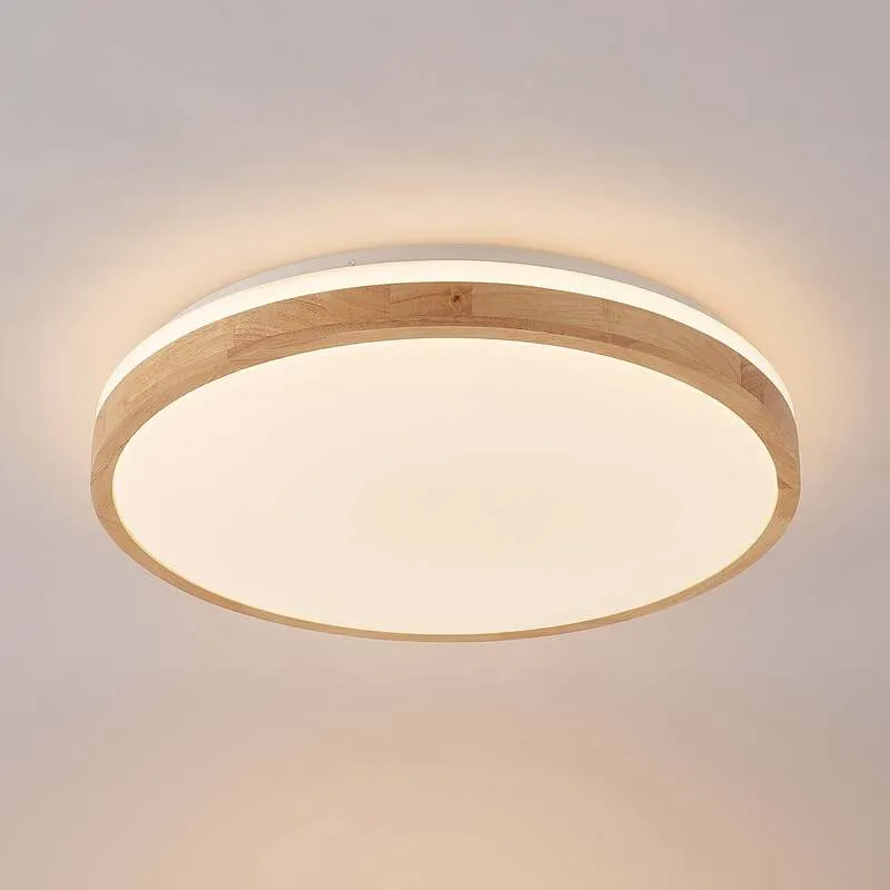 B-Ware Lindby Deckenlampe Leuchte Emiva LED dimmbar Holz weiß Ø49cm CCT 30W 9cm