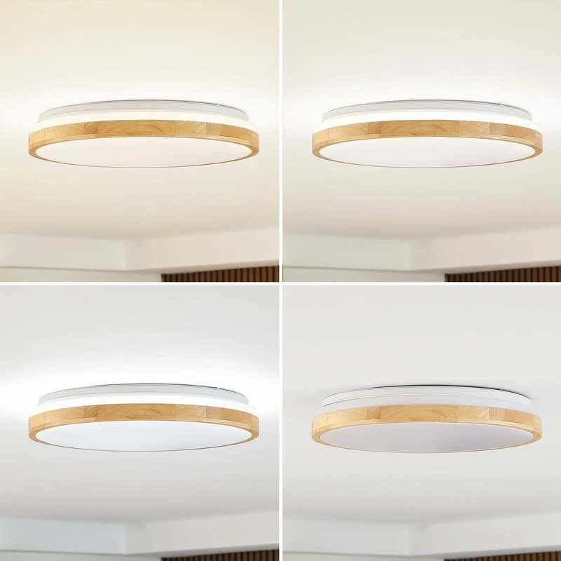 B-Ware Lindby Deckenlampe Leuchte Emiva LED dimmbar Holz weiß Ø49cm CCT 30W 9cm