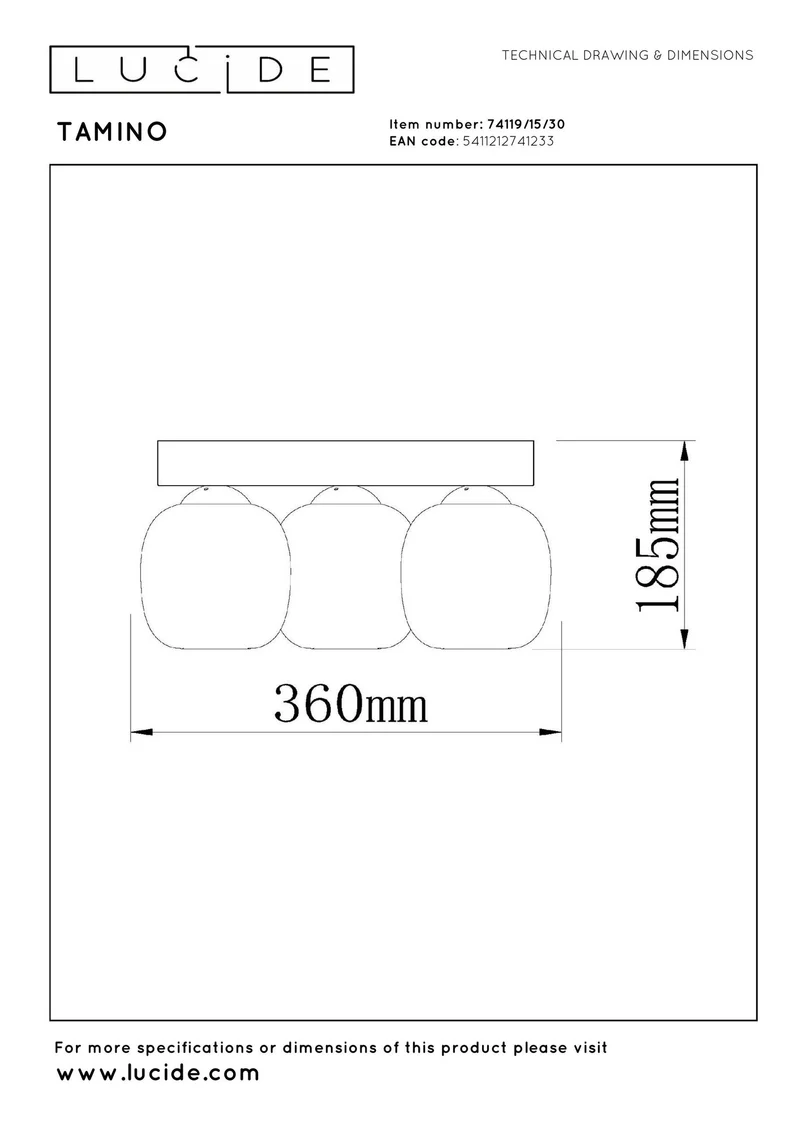 LED-Deckenleuchte Tamino 3-flammig dimmbar
