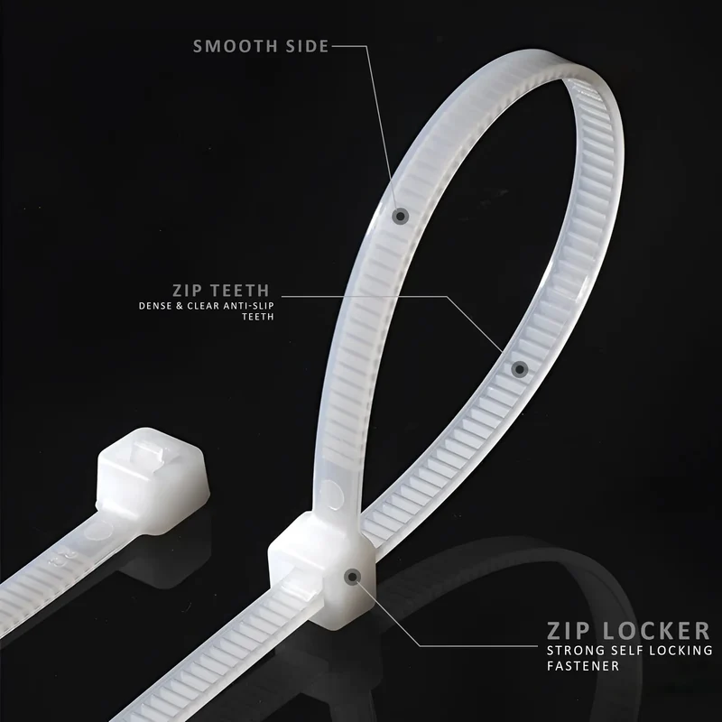 Hochwertige Nylon-Kabelbinder Befestigung Selbstsichernd weiß ~3275