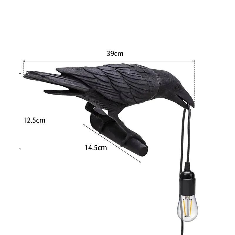 LEDSONE Raven Wandleuchte Rabe Wandlampe Schwarz E27 ~3273