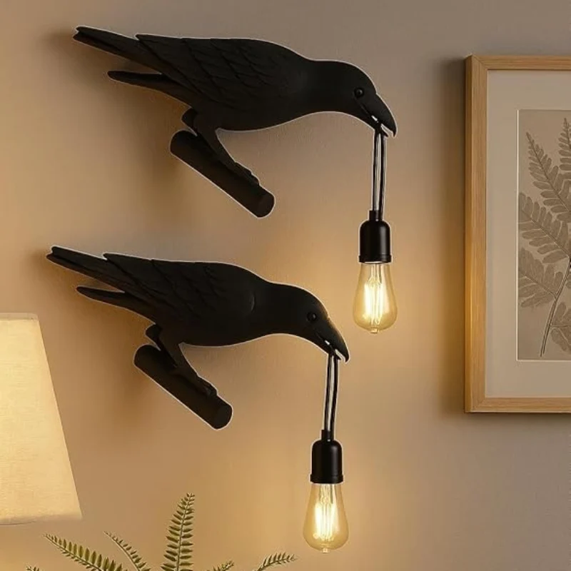 LEDSONE Raven Wandleuchte Rabe Wandlampe Schwarz E27 ~3273