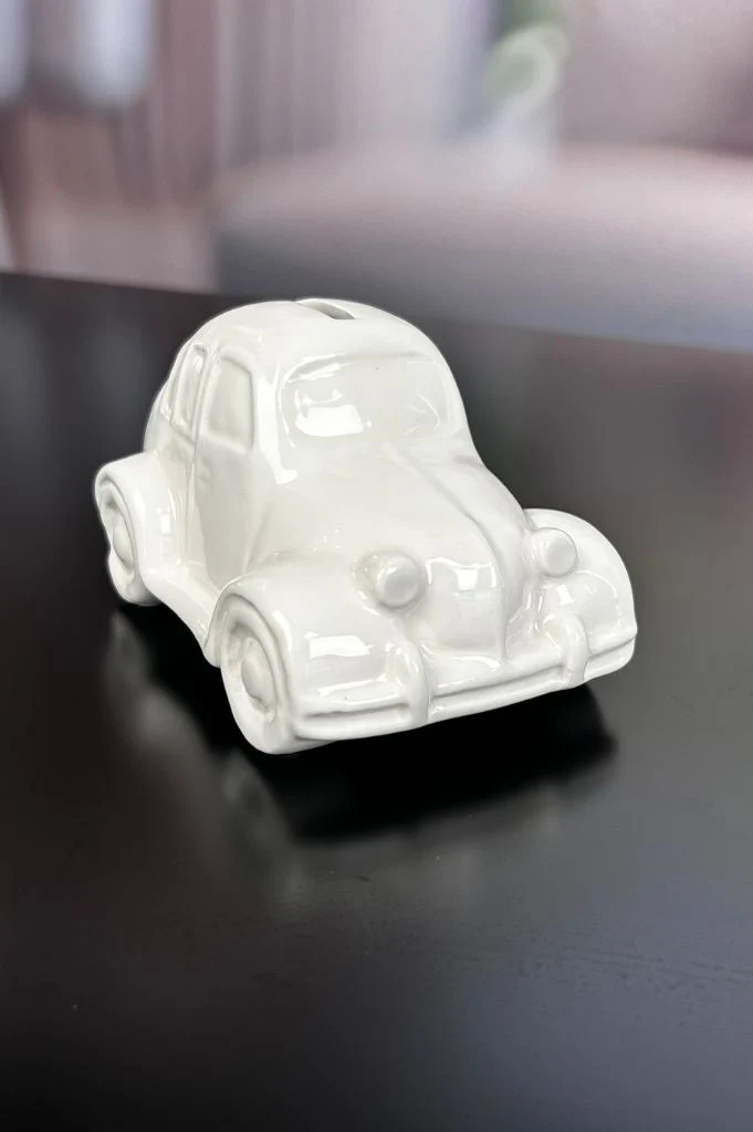 Spardose Auto Soldo 13cm creme