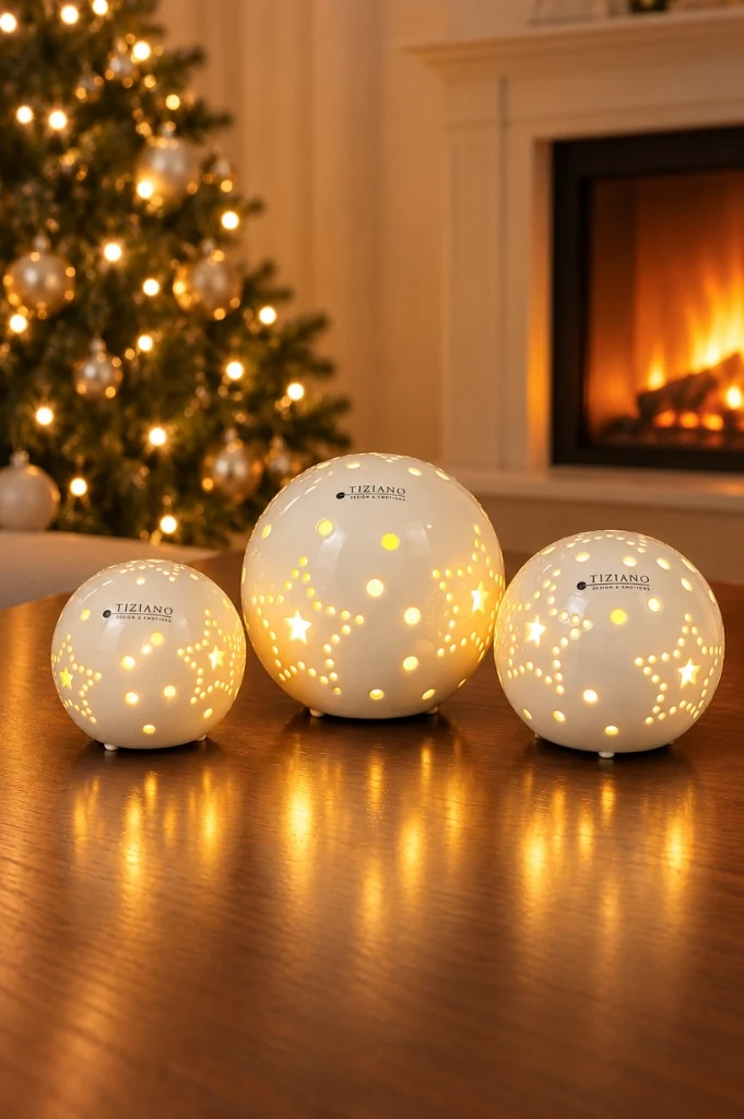 Deko Lichtkugel Tazzola creme LED