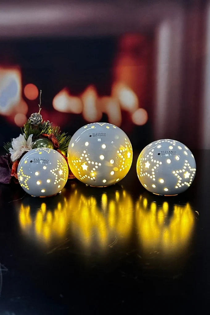 Deko Lichtkugel Tazzola creme LED