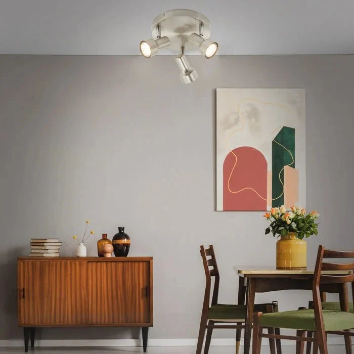 Briloner LED Deckenleuchte Ø21 cm – 3-flammig, schwenkbar, GU10, nickel-matt, warmweiß