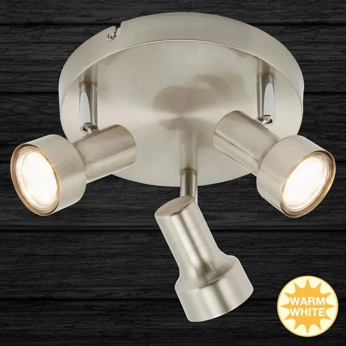 Briloner LED Deckenleuchte Ø21 cm – 3-flammig, schwenkbar, GU10, nickel-matt, warmweiß