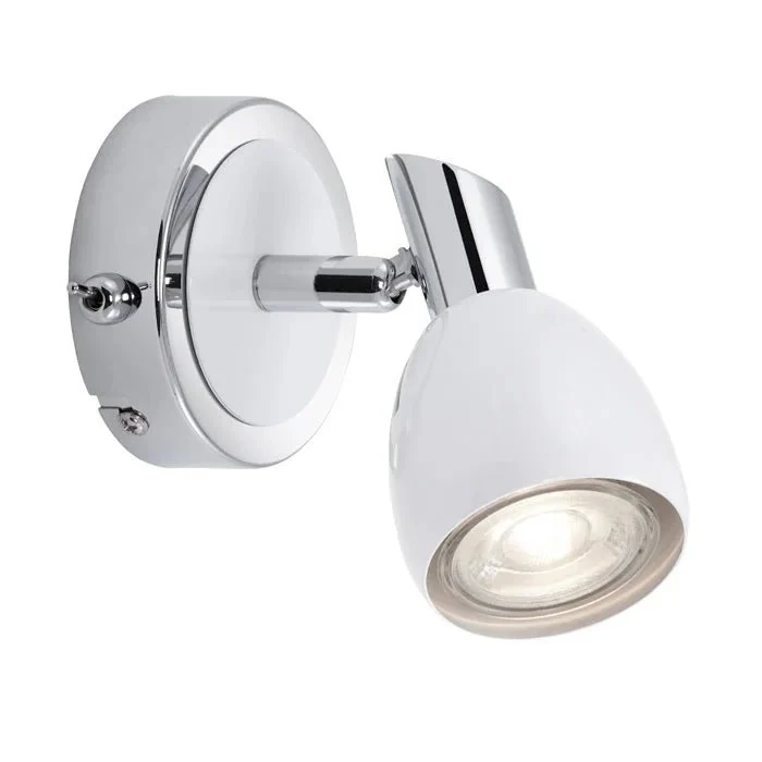 LED Wandstrahler COMBI mit Schalter – weiß / Chrom, schwenkbar, inkl. GU10 LED