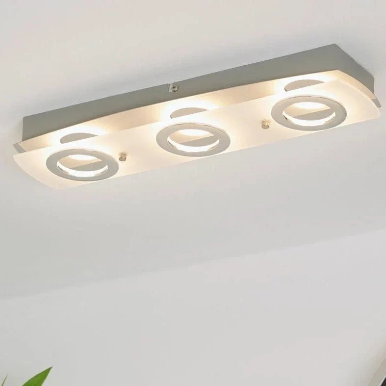 LED Decken- Wandleuchte flach eckig ACRILICO 3-flammig Chrom – Silber | Briloner