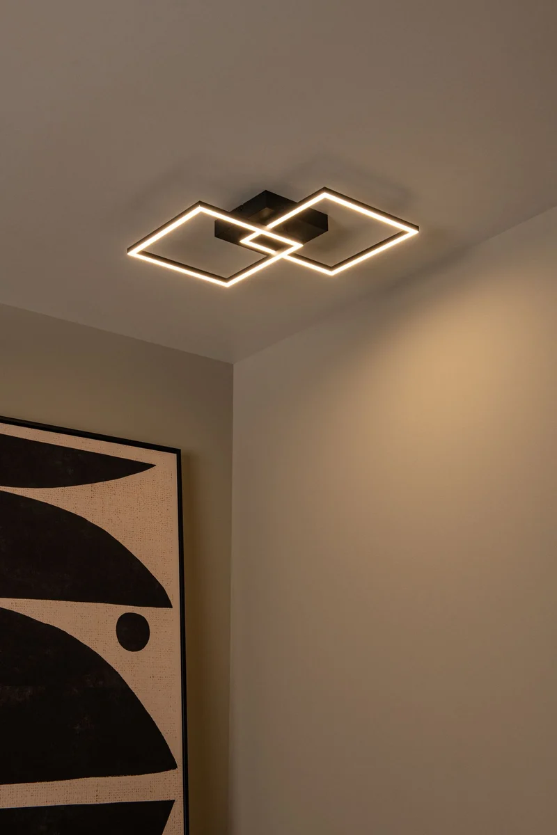 LED-Deckenleuchte Arianne CCT quadratisch 41x41cm Schwarz