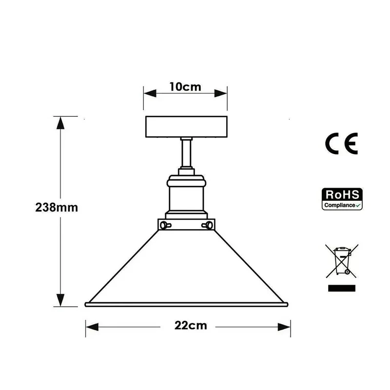 Metall Deckenleuchte E27 Fassung ~3302