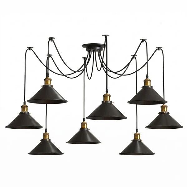 Schwarze Spinnenlampe Vintage – Industrie Pendelleuchte Auswählbar | Ø 22cm | E27 ~3308