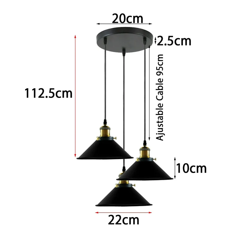 E27 Hängeleuchte 3 flammig Höhenverstellbar ~3305