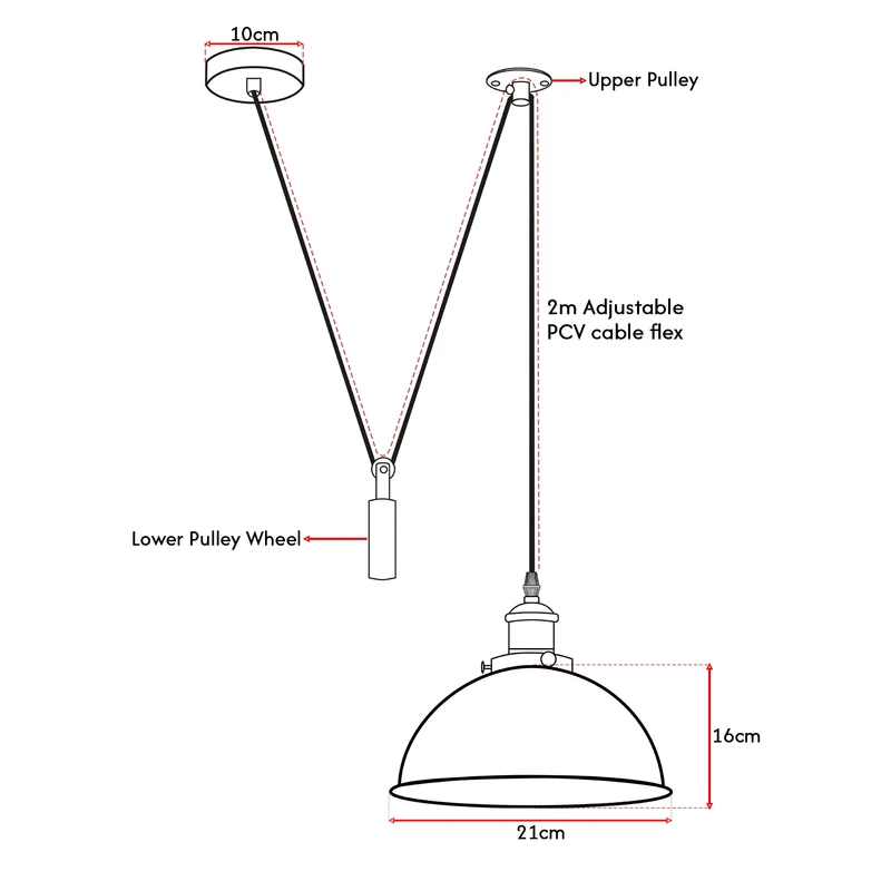 Hellblaue Pendelleuchte Flaschenzug Design–2m Kabel ~3063