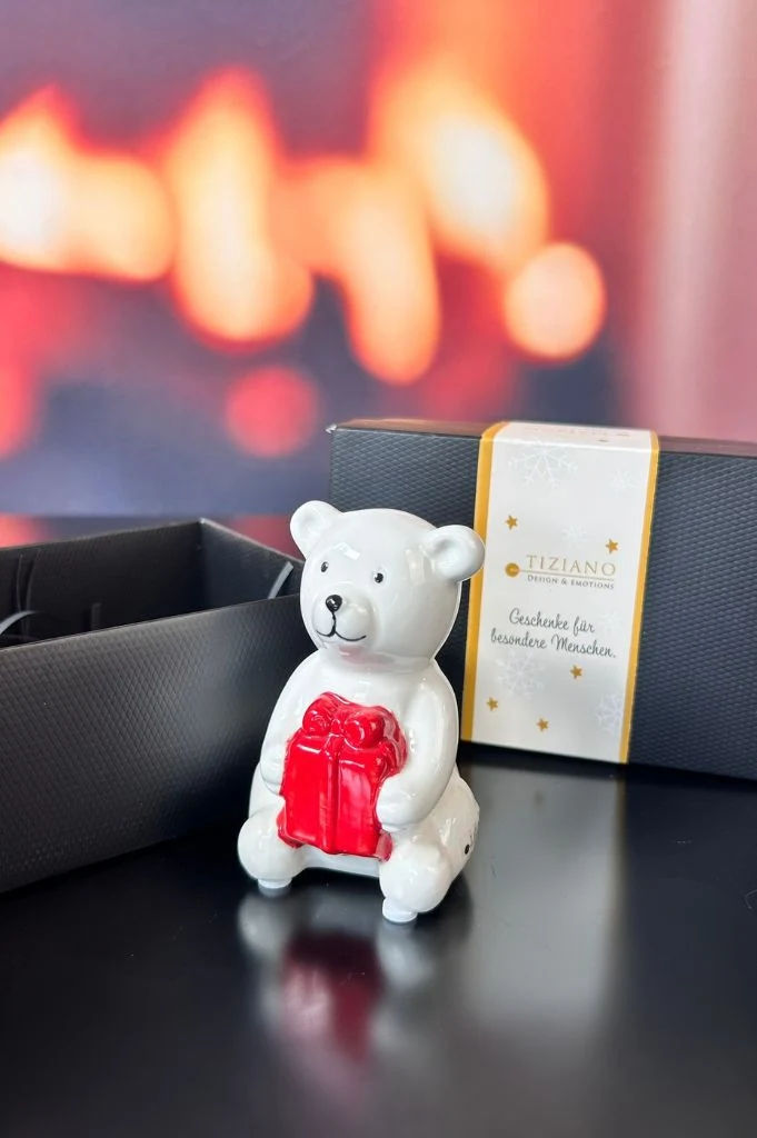 3er Set Deko Bär Baxter Winter in Geschenkkarton