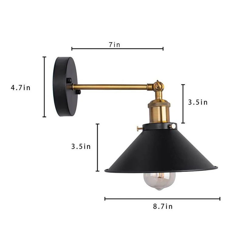 Vintage Wandleuchte Innen schwarz Industrial Wandlampe~3263
