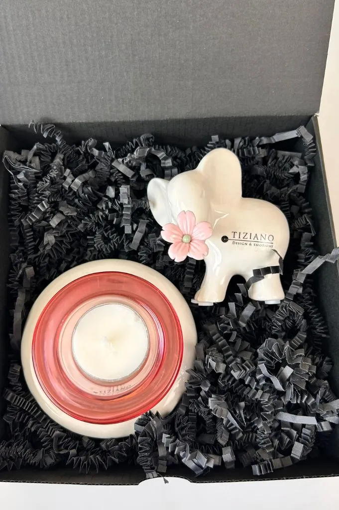 Geschenkbox Base Lumina mit Trixy und Elefant Leon rosa