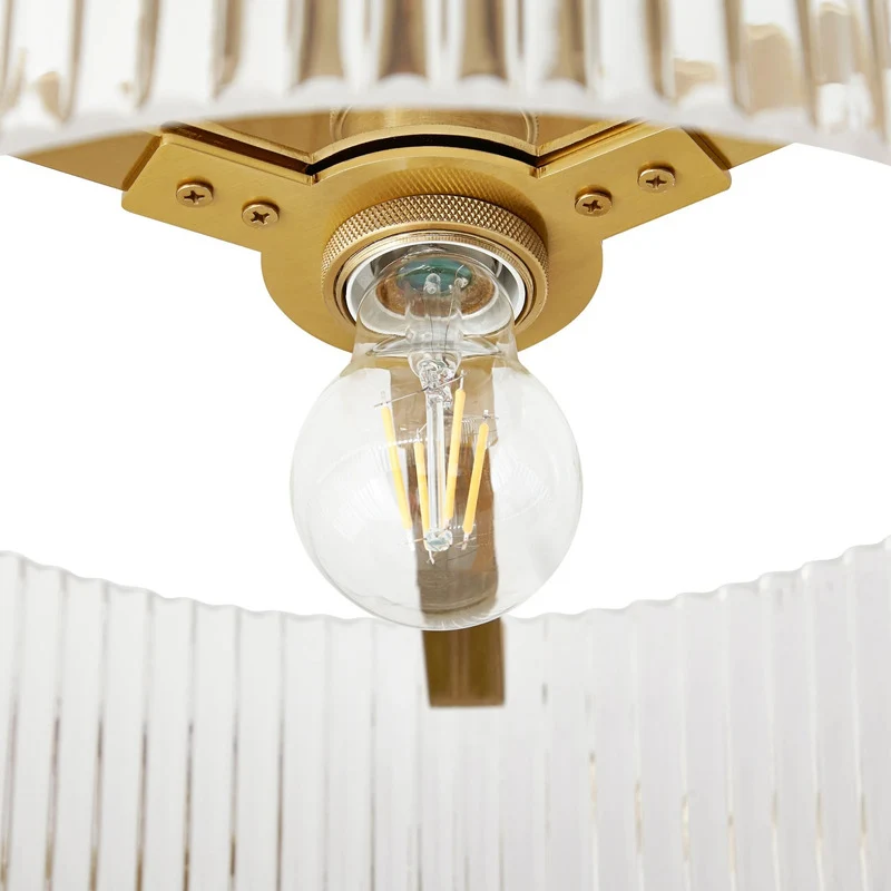 B-Ware Lucande Deckenleuchte Lampe Meritt Glas messing transparent E27 LED Ø 40 cm