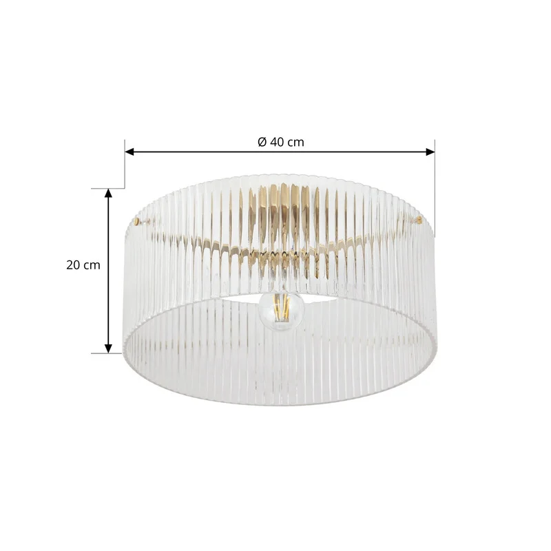 B-Ware Lucande Deckenleuchte Lampe Meritt Glas messing transparent E27 LED Ø 40 cm