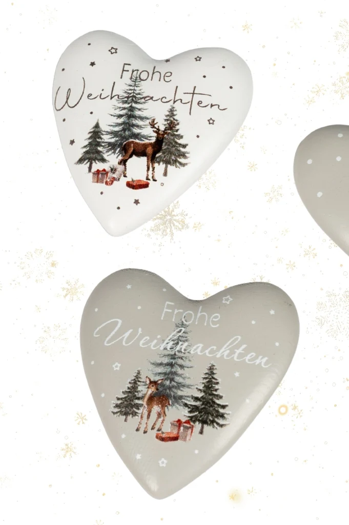 6er Set Deko Herzen Winter 6cm mit Botschaft