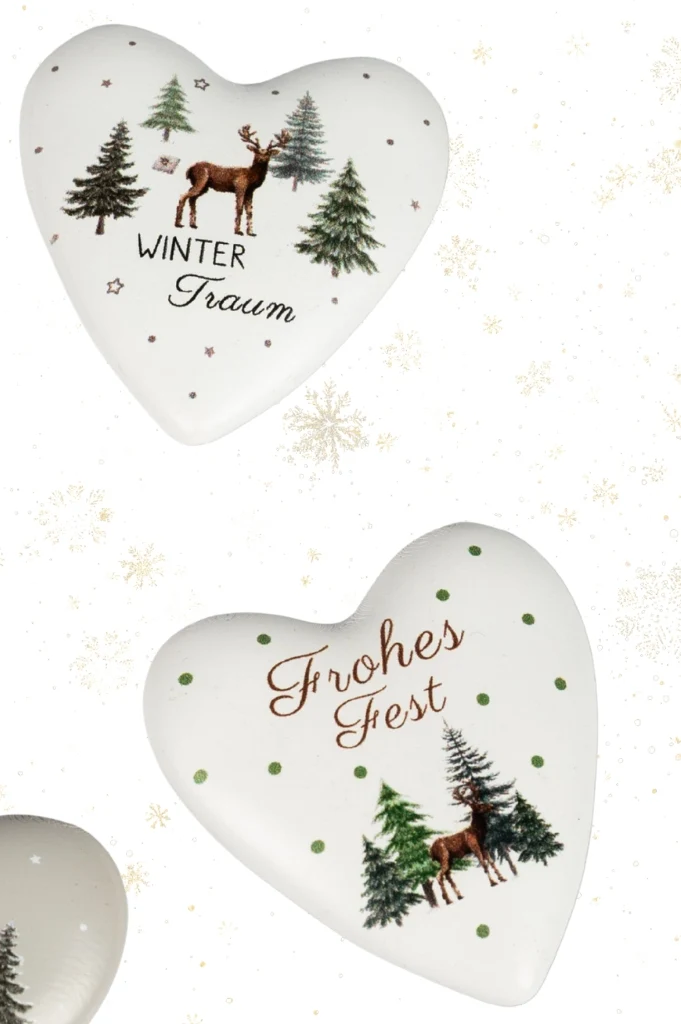 6er Set Deko Herzen Winter 6cm mit Botschaft