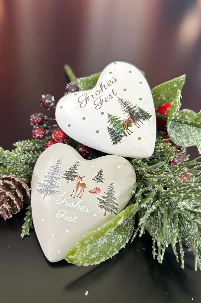 6er Set Deko Herzen Winter 6cm mit Botschaft