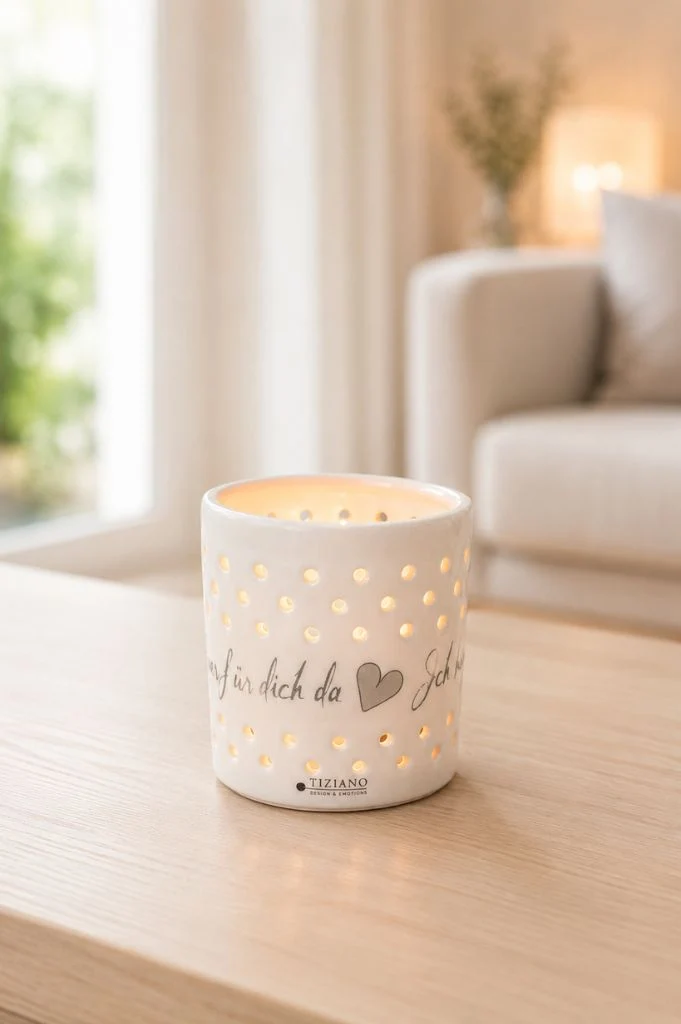 Tischlicht Mazano "Ich bin immer für dich da" creme-weiß