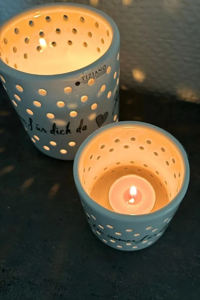 Tischlicht Mazano "Ich bin immer für dich da" creme-weiß