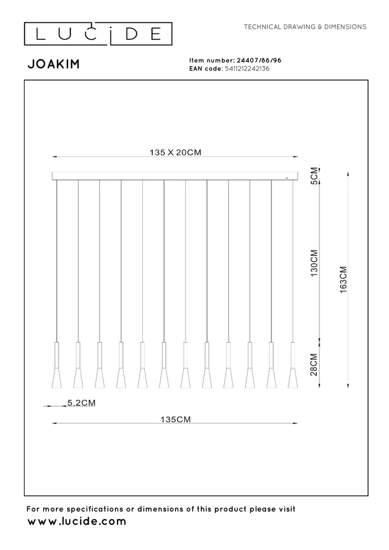 LED-Hängeleuchte Joakim 12-flammig mit CCT