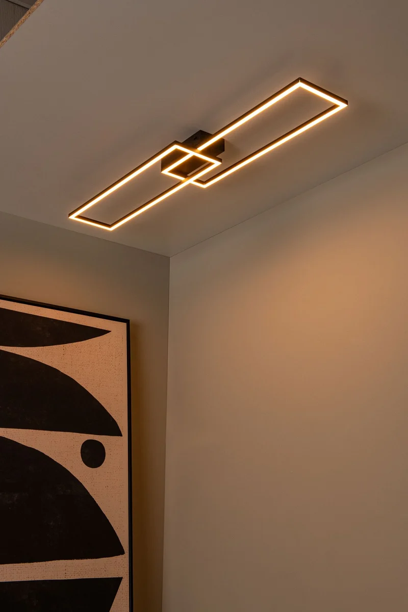 LED-Deckenleuchte Arianne rechteckig CCT 92,5cm Schwarz