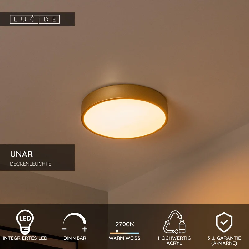 LED-Deckenleuchte Unar 3-stufig dimmbar Ø 30cm